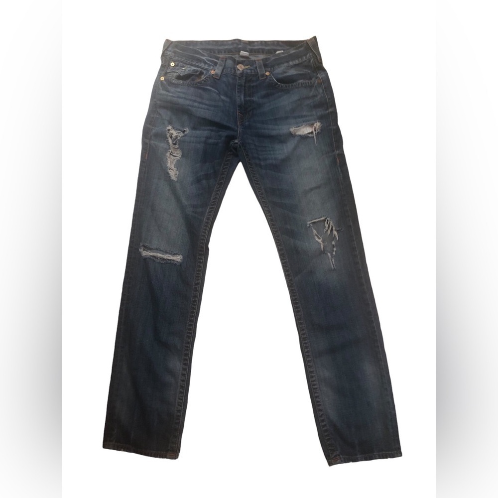 True Religion Skinny Illusion Jean With Rips 34X34 Cotton DSFM Distressed